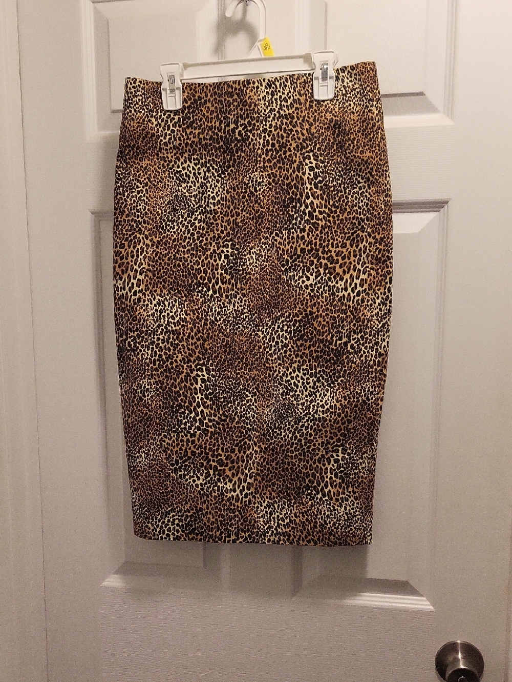 Dex Leopard Print Pencil Skirt in Brown and Cream
